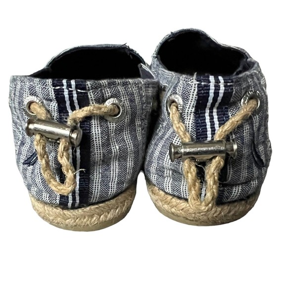 Nautica Rudder Blue Striped Canvas Slip-On Espadrille Flats Women's Size 6 Shoes - Picture 5 of 9